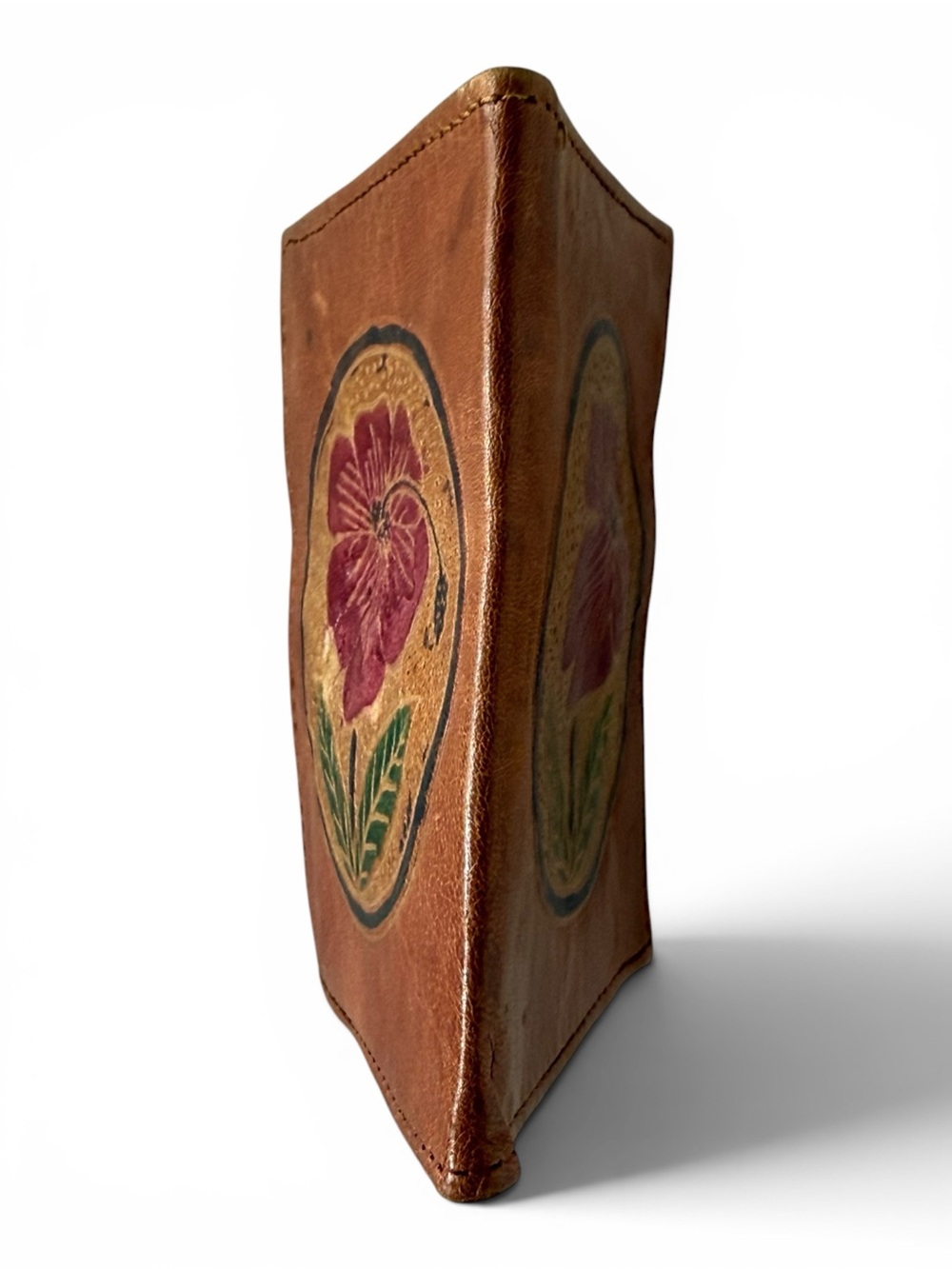 Vintage Hand Painted Genuine‎ Leather Floral Wallet Card Holder Made in India - Picture 5 of 8
